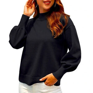 NWT Women’s Casual Mock Neck Long Lantern Sleeved Sweater 2024